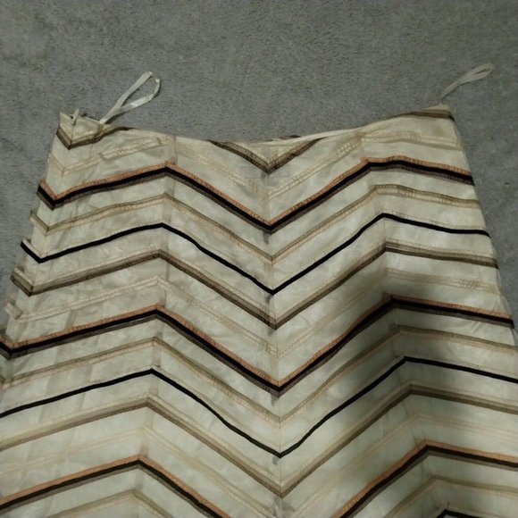 Coast Skirt Womens 12 Cream Stripe Geometric Midi Lined Zip Net Diamond Flared - Picture 9 of 15